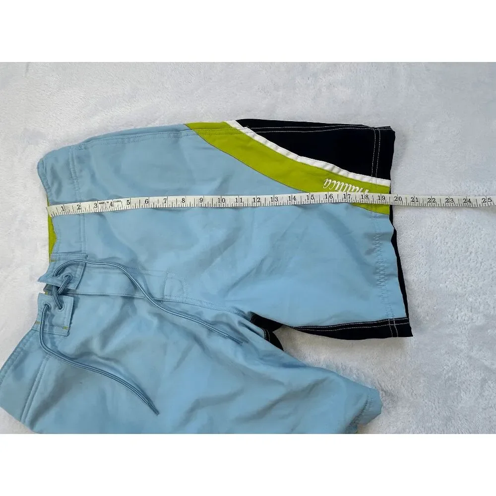 Men's Nautica Swim Trunks/Shorts Size 30W Blue/Green Mesh Lined, Pockets